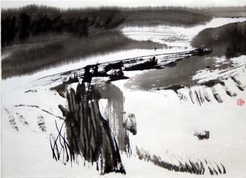 41 Neige 1999  Encre sur papier 35 x 47cm